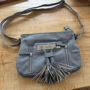 Gray Crossbody Bag with Tassel